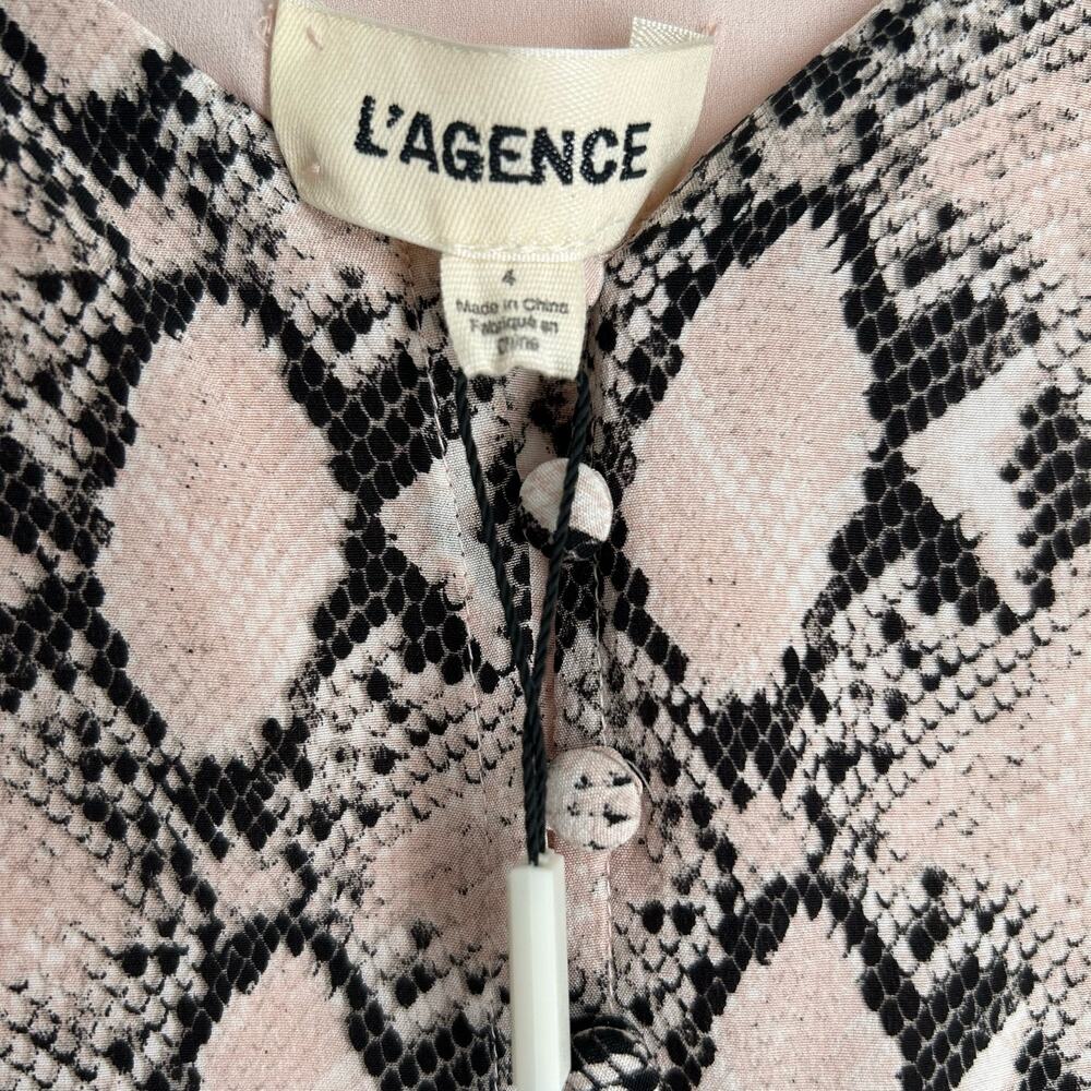 NWT L'agence Pink Python Print Silk Button Romee … - image 8